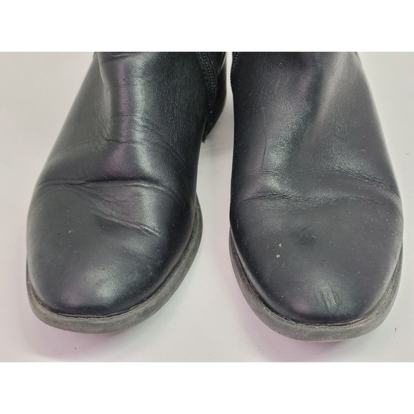 Steve Madden Black Leather Zip Ankle Boots Womens Size 7 Gothic Biker Ladies - Picture 3 of 16